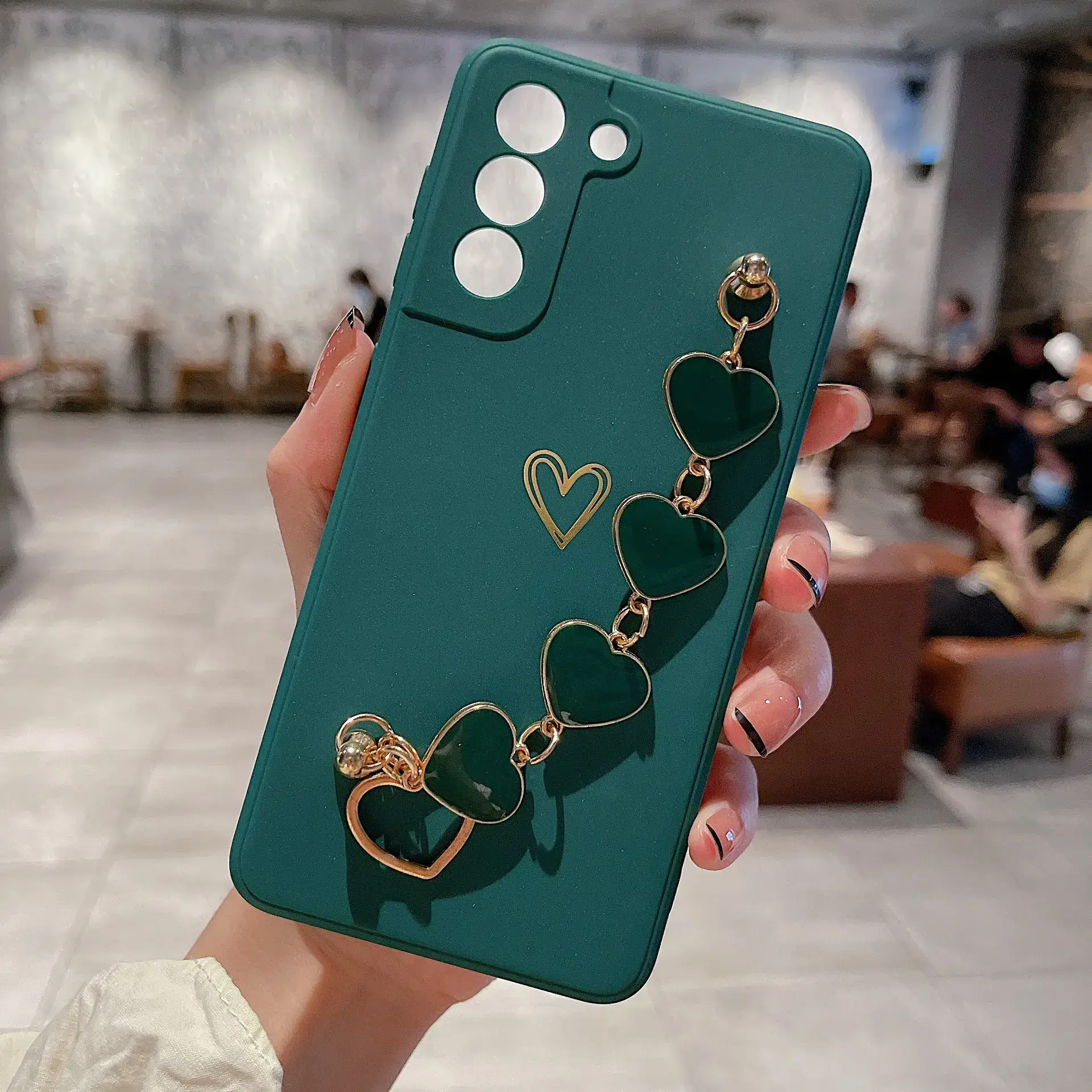 Samsung A56 Heart Chain Phone Case Gold Foil Anti-Drop - Image 7