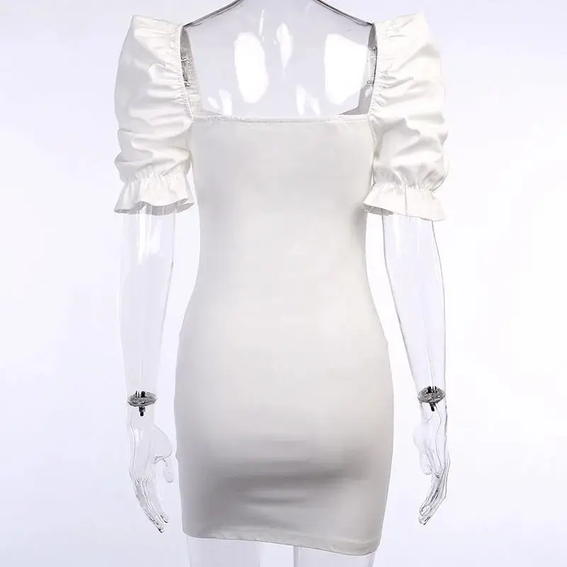 Black French Style Puff Sleeve Tie-Up Dress — feature 10