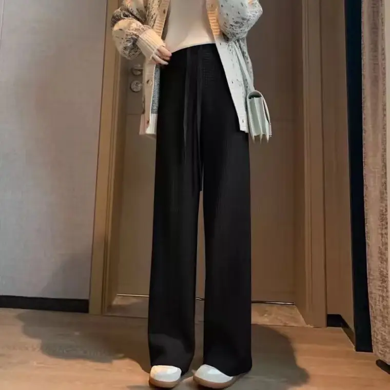 Women Waffled Wide Leg Pants Spring Summer 2022 - Image 3