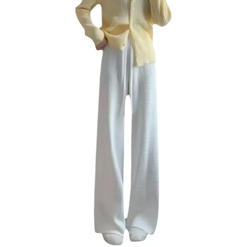 Women Waffled Wide Leg Pants Spring Summer 2022 - Image 5