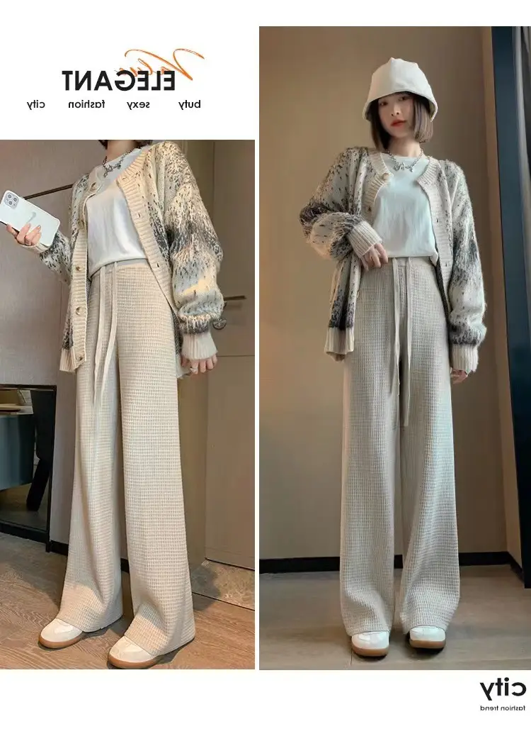 Women Waffled Wide Leg Pants Spring Summer 2022 — feature 3