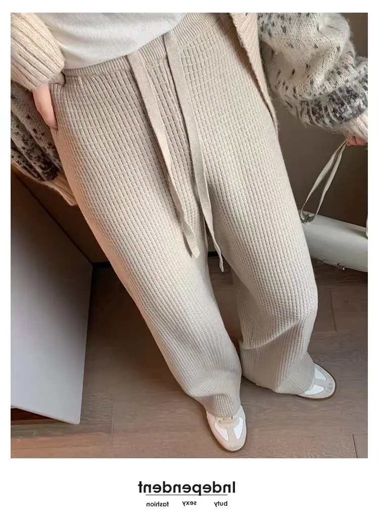 Women Waffled Wide Leg Pants Spring Summer 2022 — feature 5