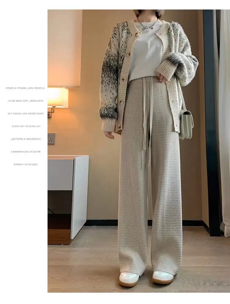 Women Waffled Wide Leg Pants Spring Summer 2022 — feature 6