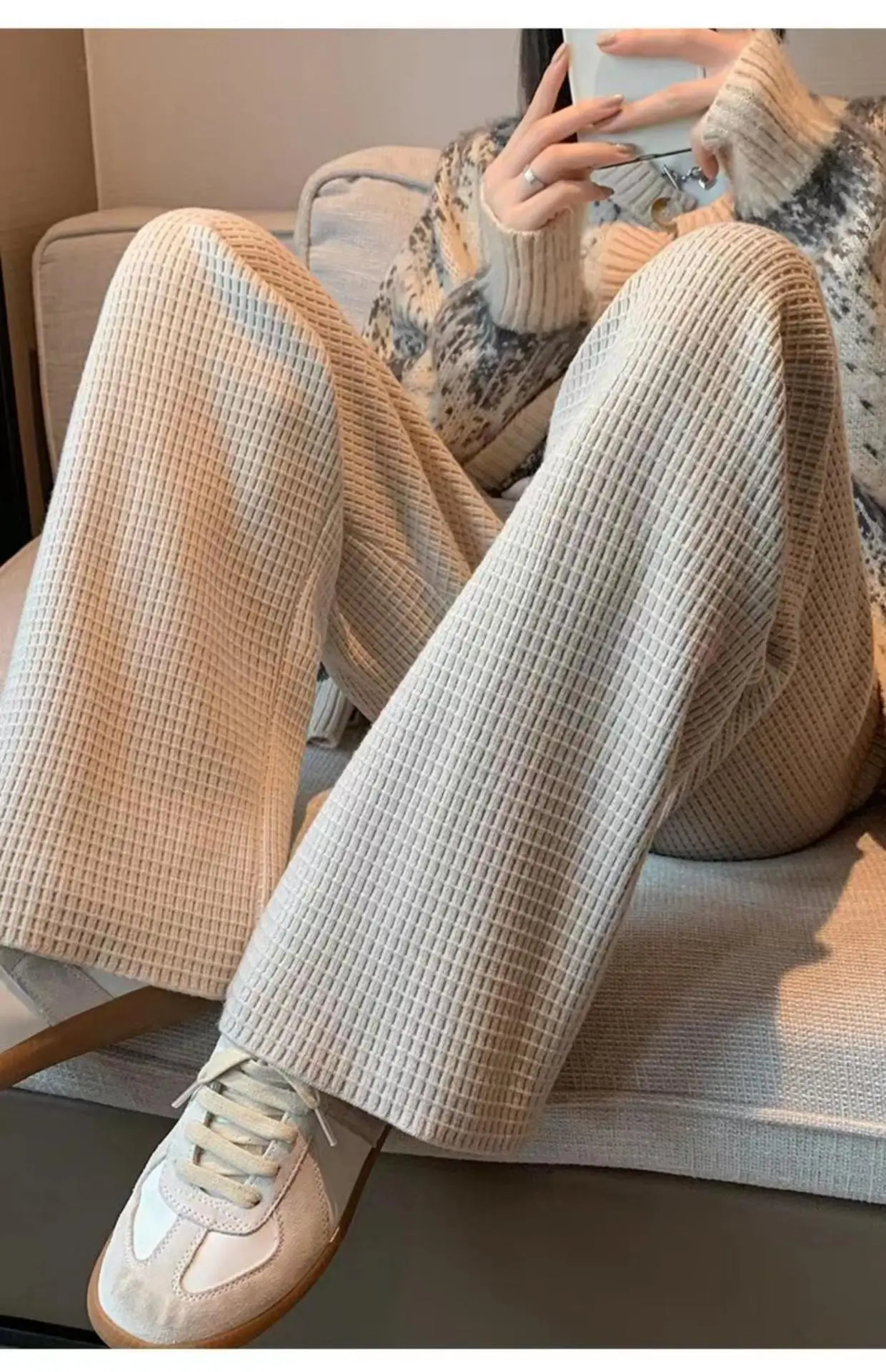 Women Waffled Wide Leg Pants Spring Summer 2022 — feature 9
