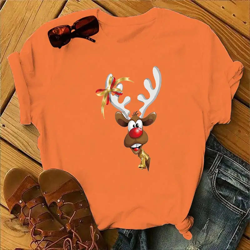 Women Blue Deer Print T-Shirt 2020 Christmas - Image 13