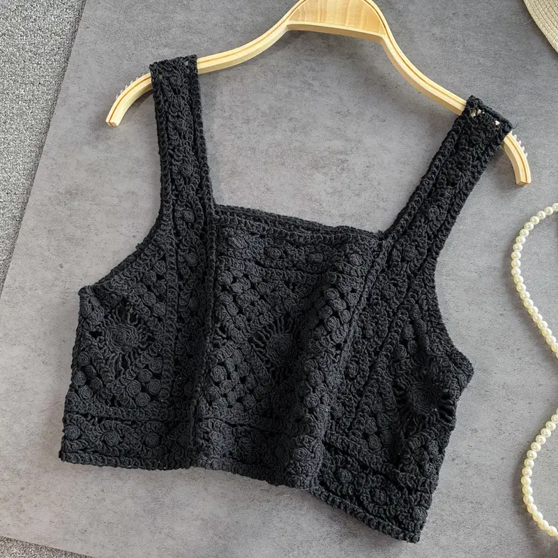 2022 Knitted Hollow Vest Women Summer New Hong Kong Style - Image 4