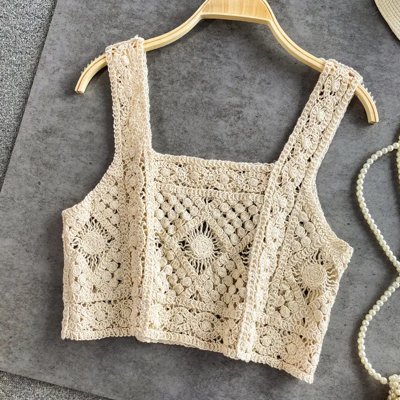 2022 Knitted Hollow Vest Women Summer New Hong Kong Style - Image 5