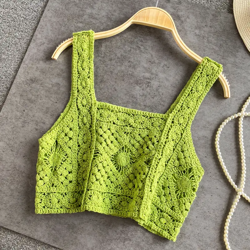 2022 Knitted Hollow Vest Women Summer New Hong Kong Style - Image 3