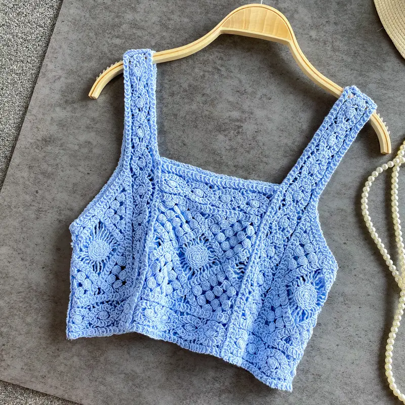 2022 Knitted Hollow Vest Women Summer New Hong Kong Style - Image 6