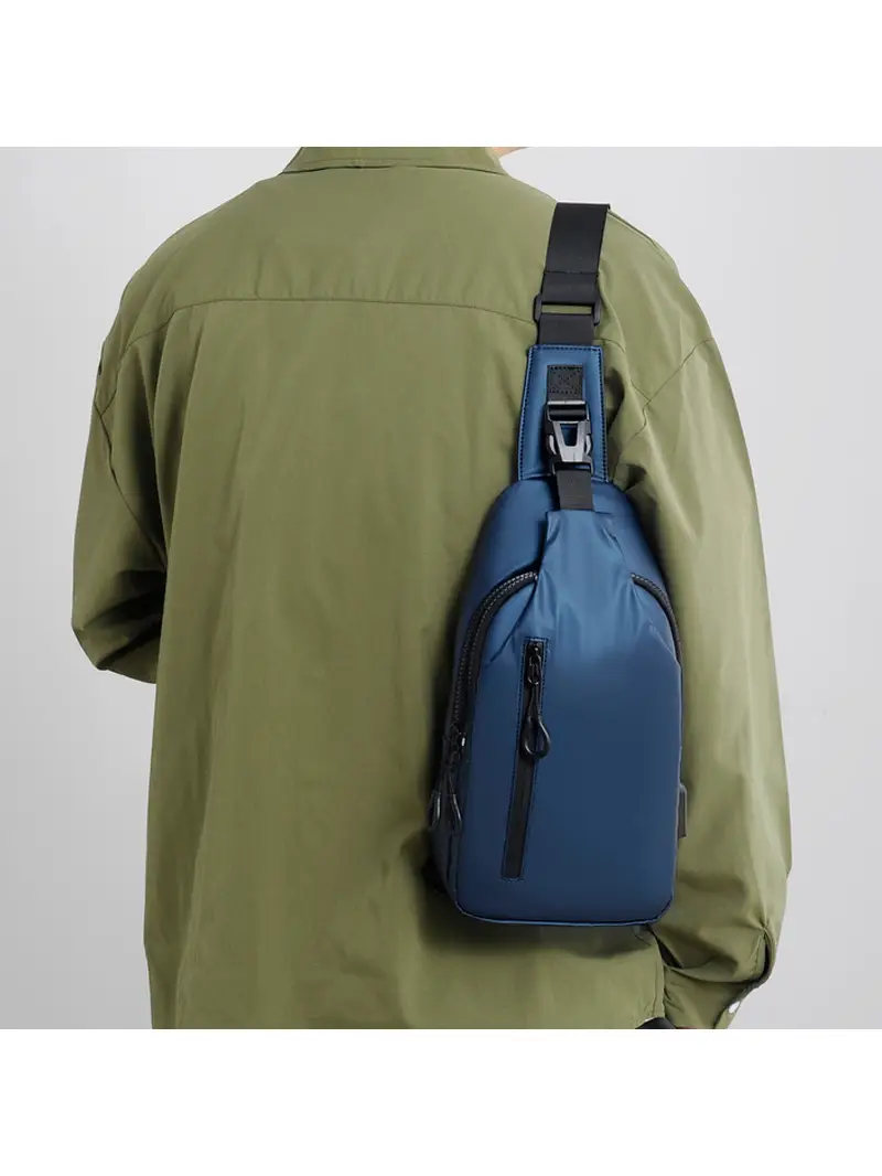 Men's Green Crossbody Bag with Black Lining - Image 6