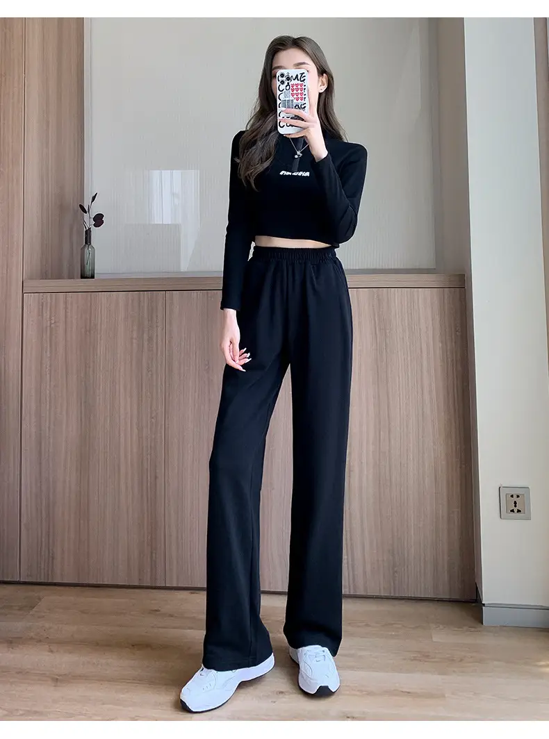 Women Wide Leg Pants Spring Autumn Draping Loose Straight - Image 2