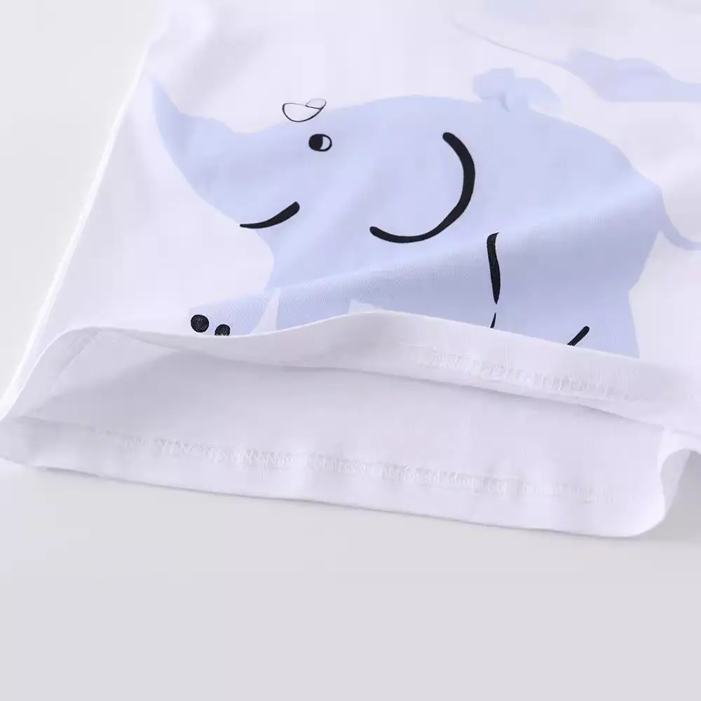 Baby Elephant Printed White T-Shirt for Boys - Image 3