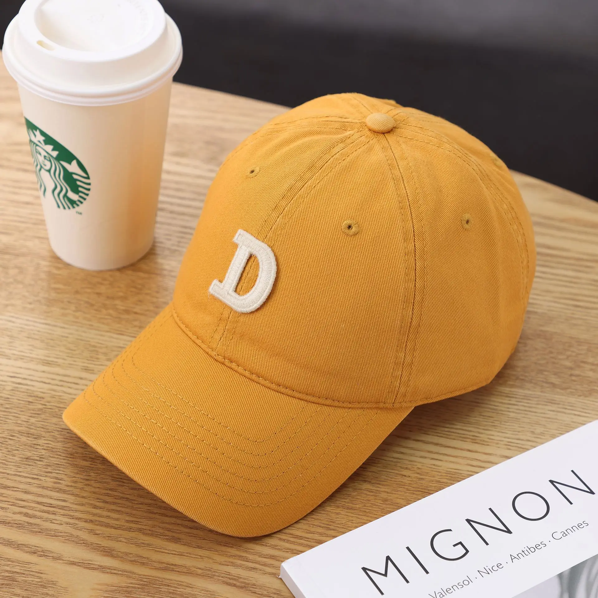 Women's D-Letter Korean Style Baseball Cap Maroon - Image 41