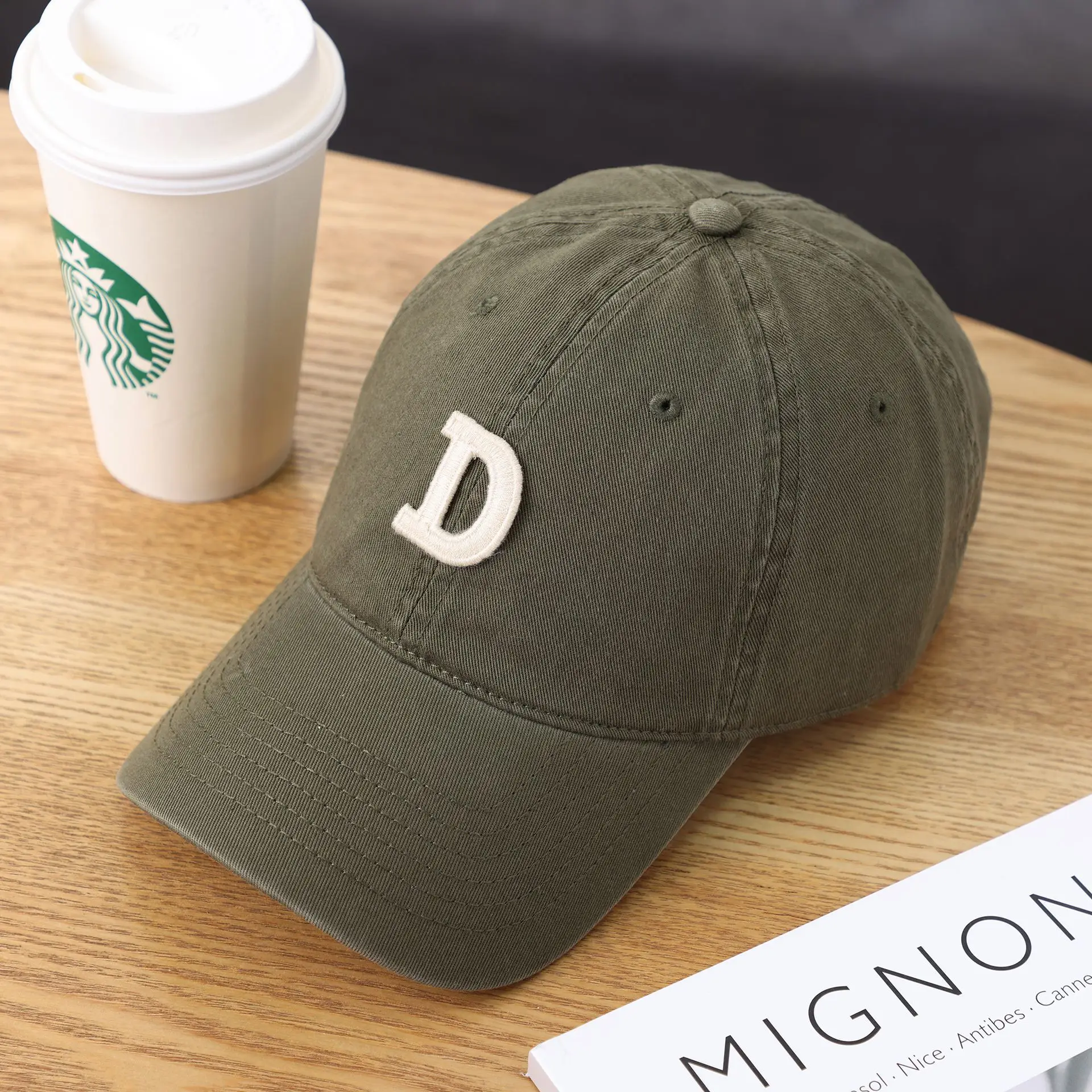 Women's D-Letter Korean Style Baseball Cap Maroon - Image 11