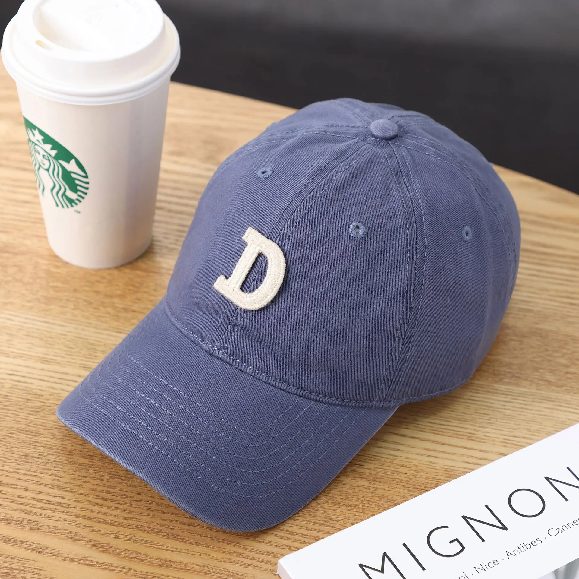 Women's D-Letter Korean Style Baseball Cap Maroon - Image 12