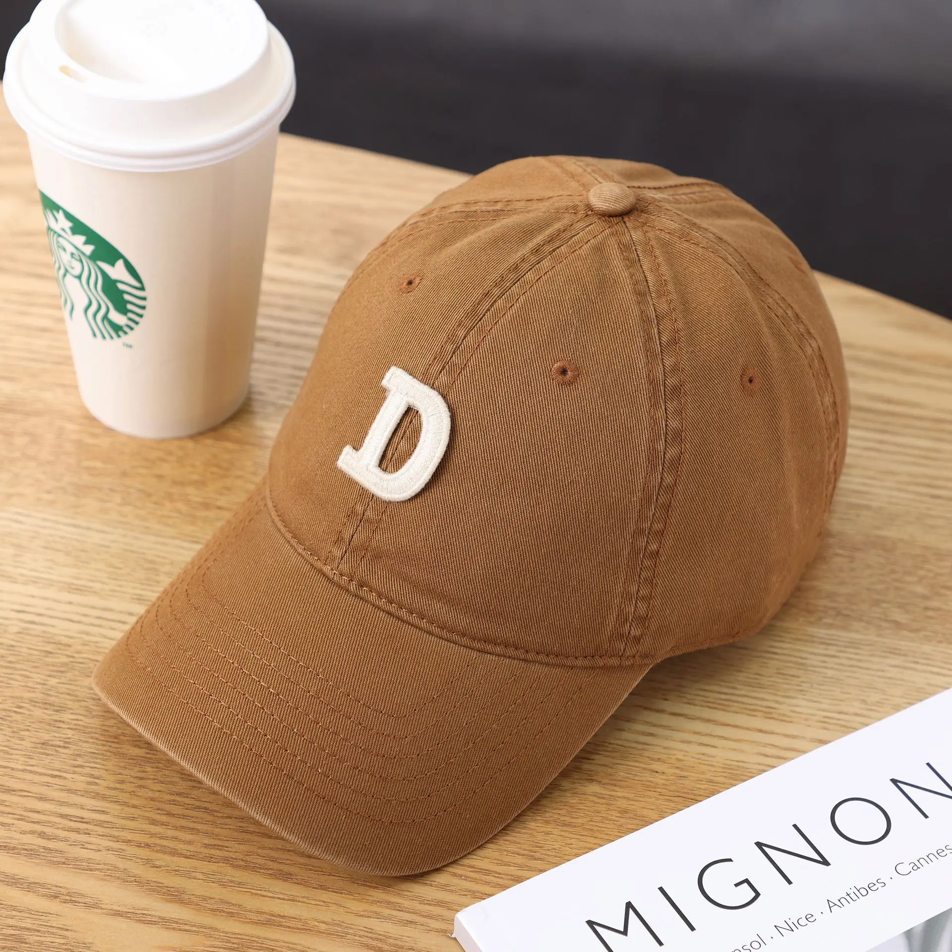 Women's D-Letter Korean Style Baseball Cap Maroon - Image 14