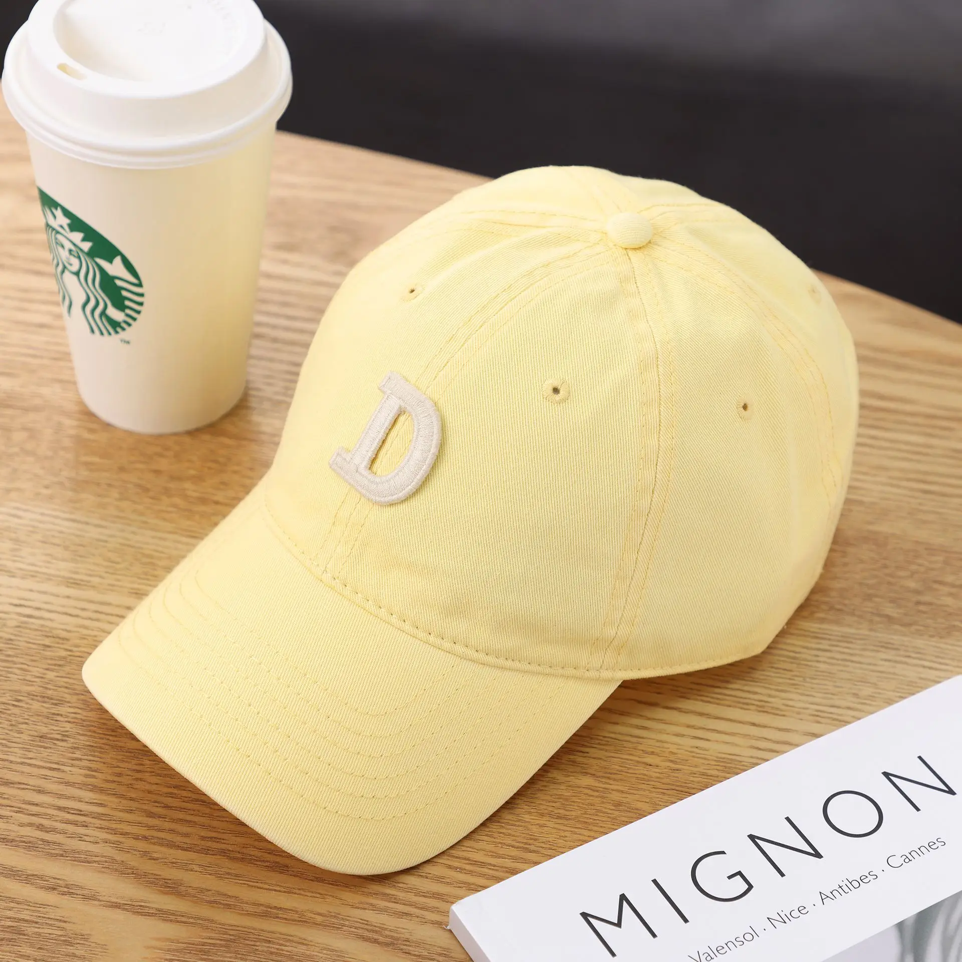 Women's D-Letter Korean Style Baseball Cap Maroon - Image 15