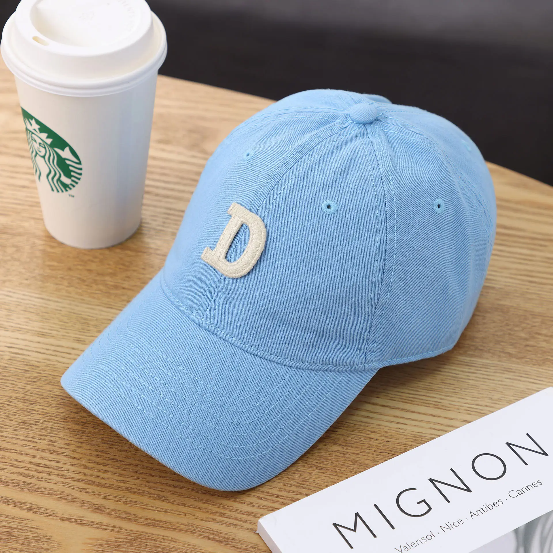 Women's D-Letter Korean Style Baseball Cap Maroon - Image 17