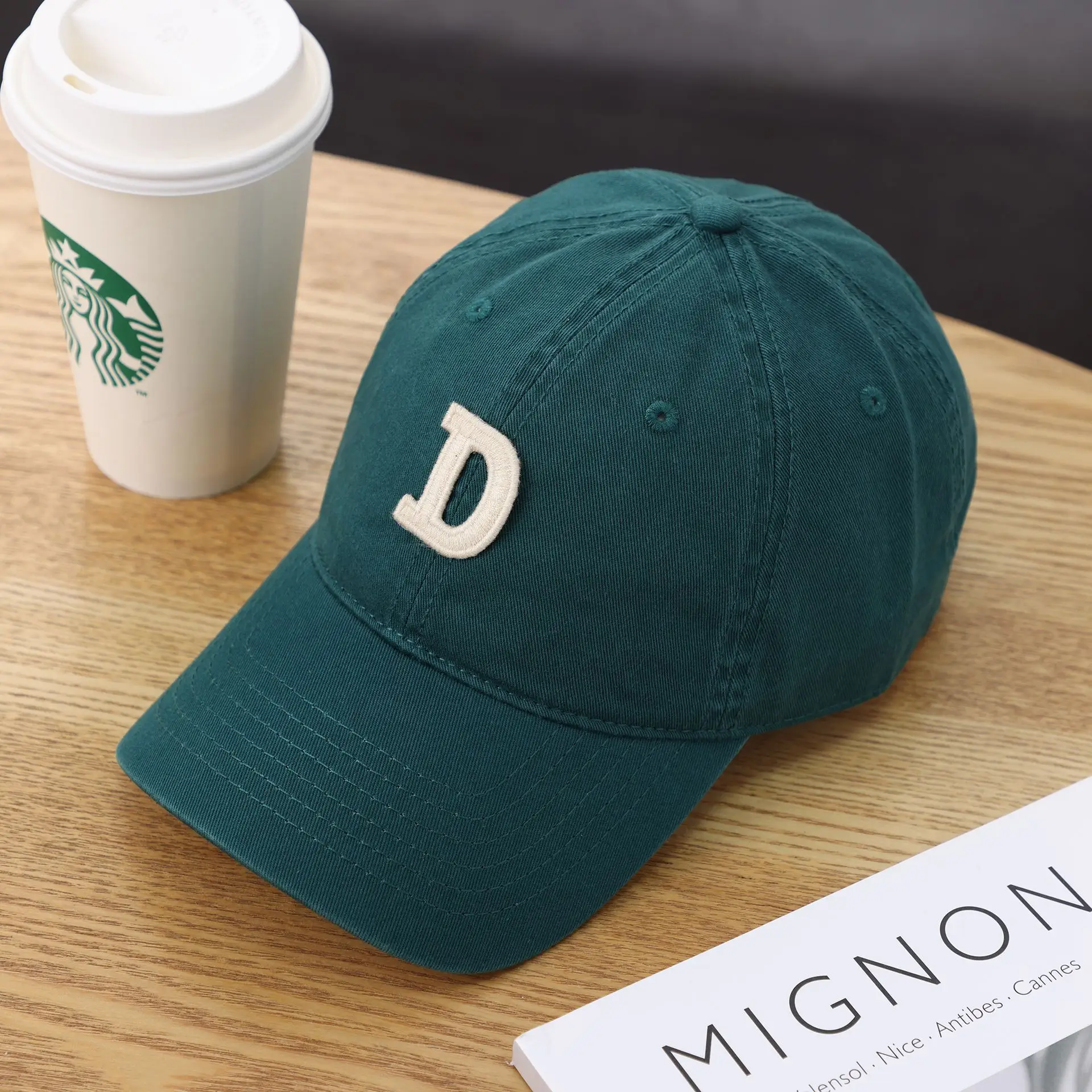 Women's D-Letter Korean Style Baseball Cap Maroon - Image 19