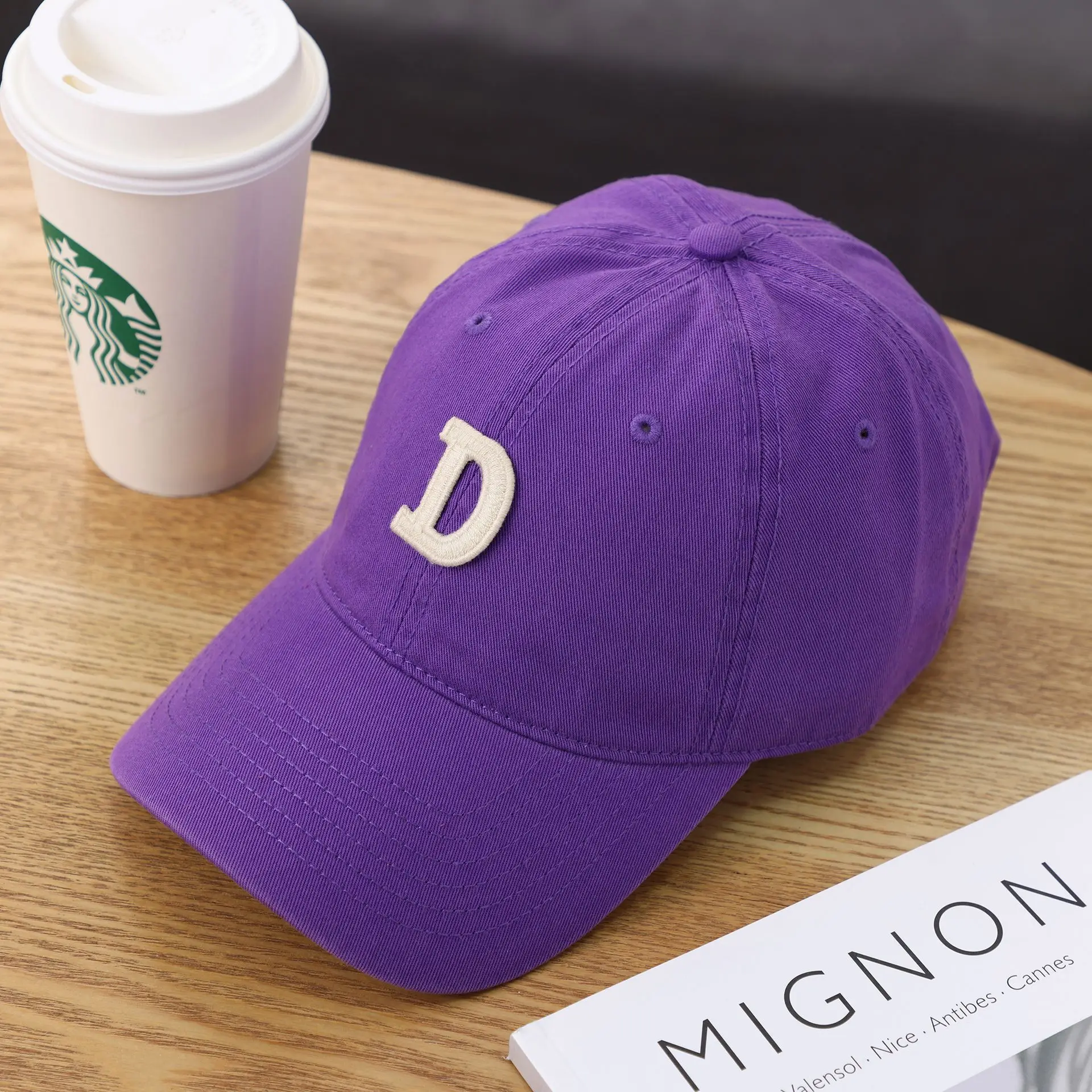 Women's D-Letter Korean Style Baseball Cap Maroon - Image 2