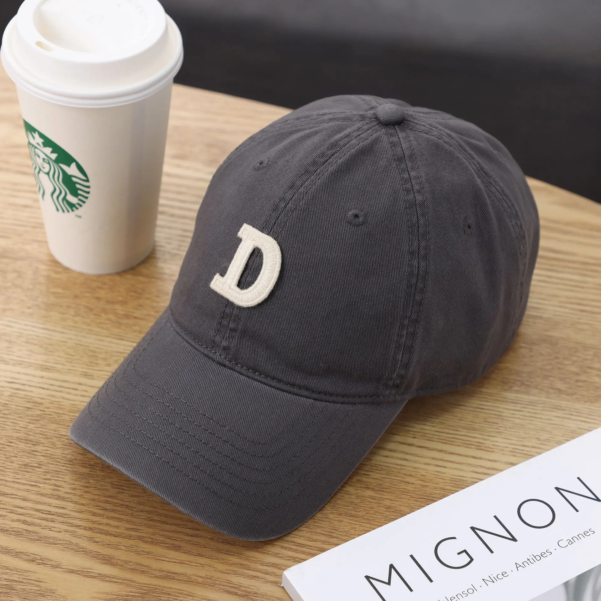Women's D-Letter Korean Style Baseball Cap Maroon - Image 20