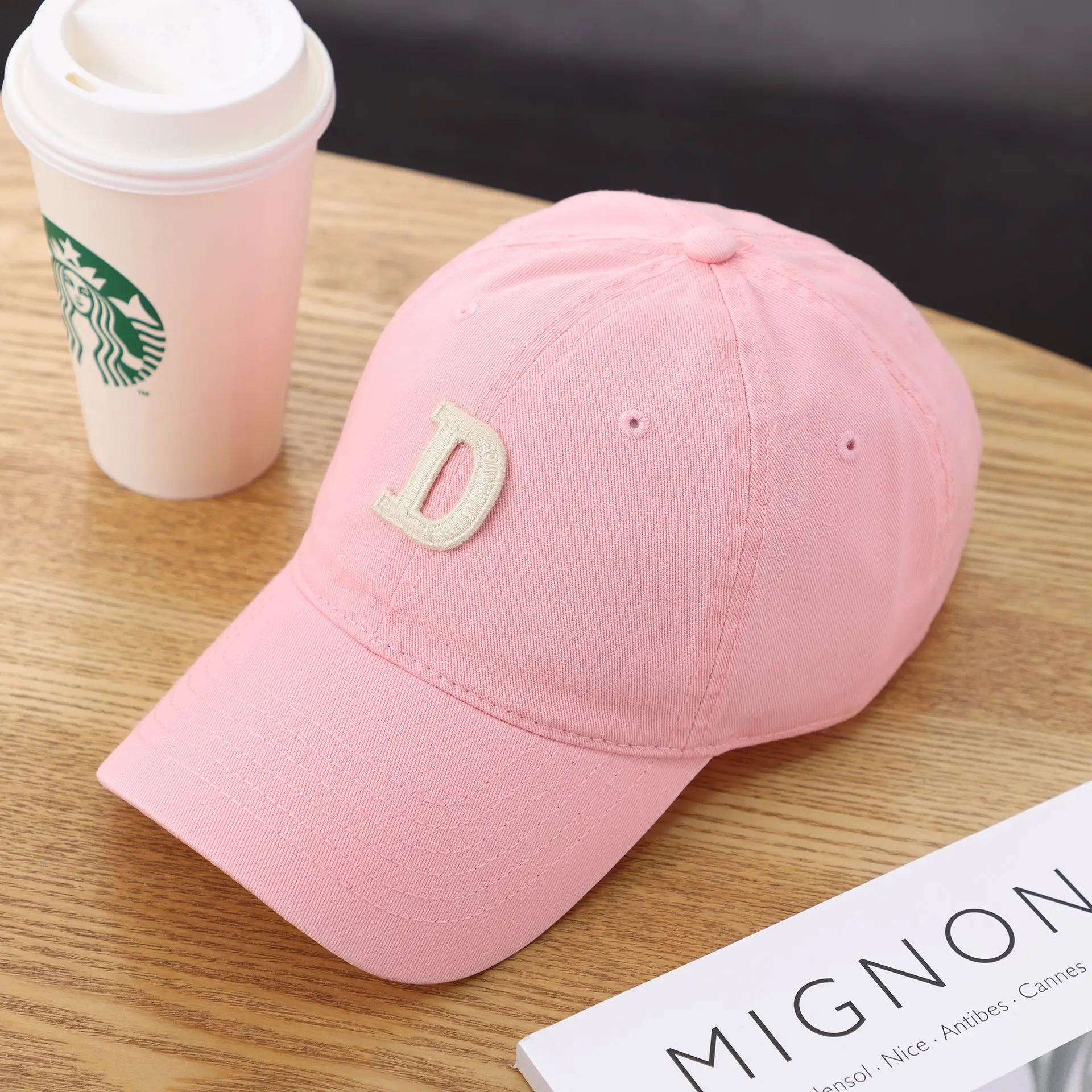 Women's D-Letter Korean Style Baseball Cap Maroon - Image 23