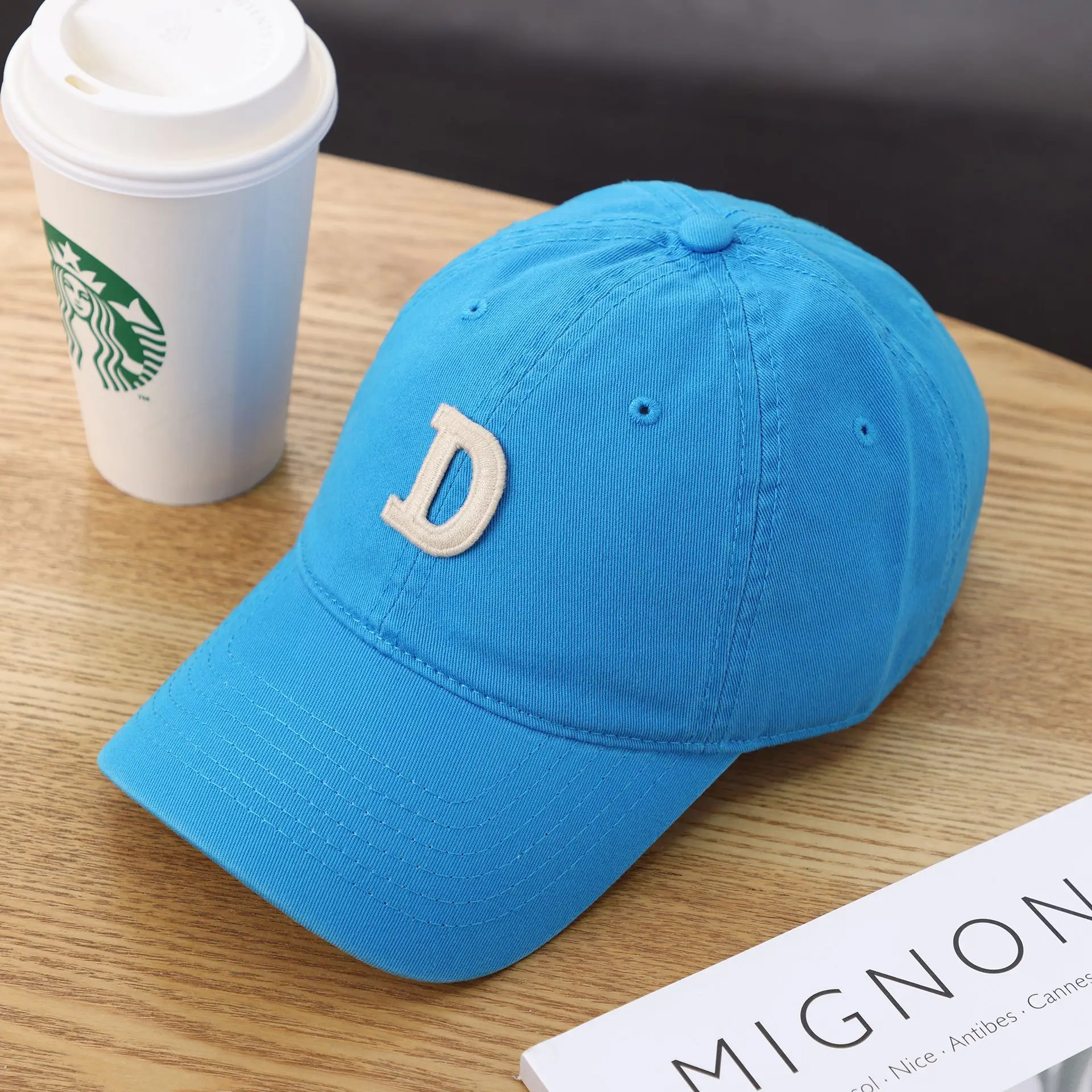 Women's D-Letter Korean Style Baseball Cap Maroon - Image 24