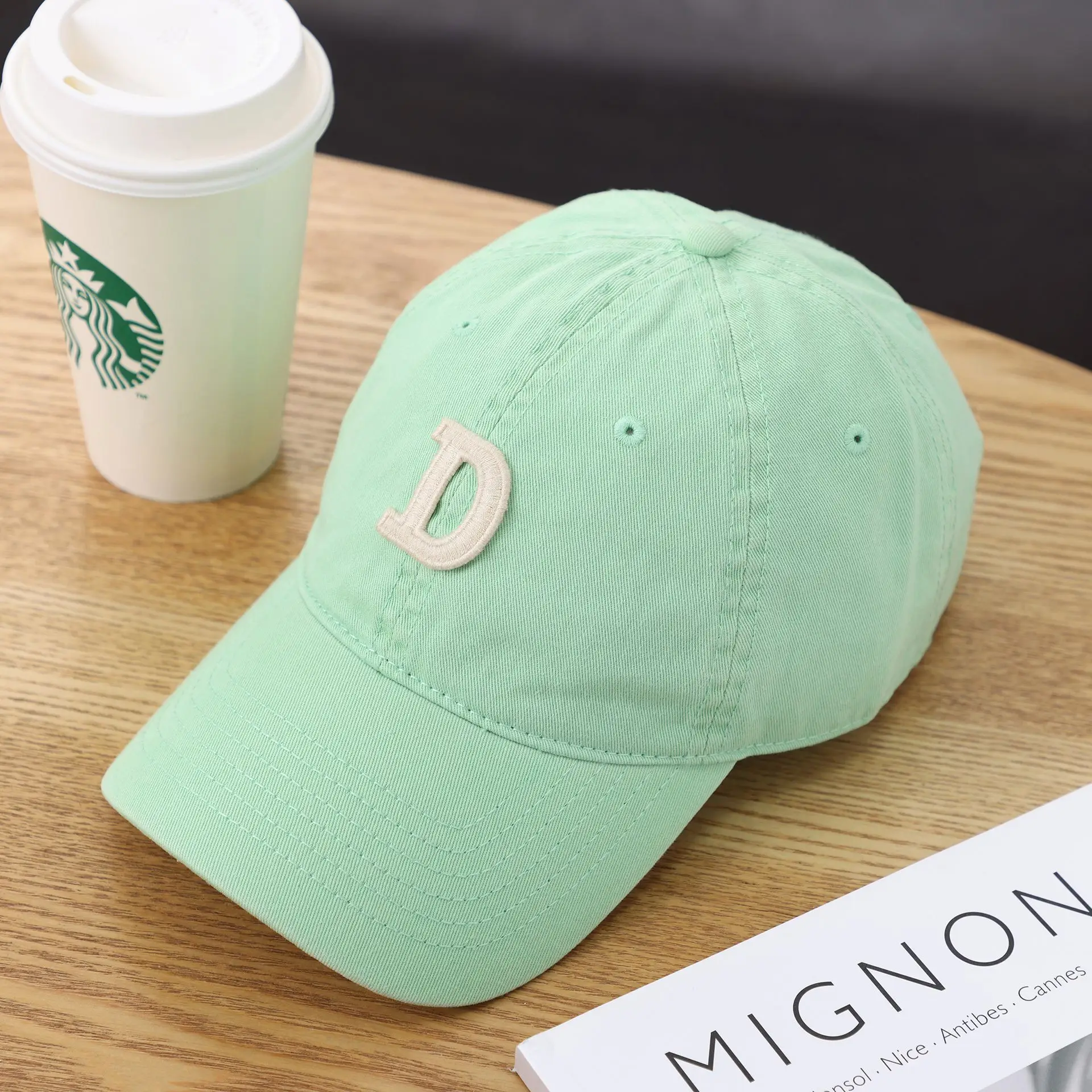Women's D-Letter Korean Style Baseball Cap Maroon - Image 25