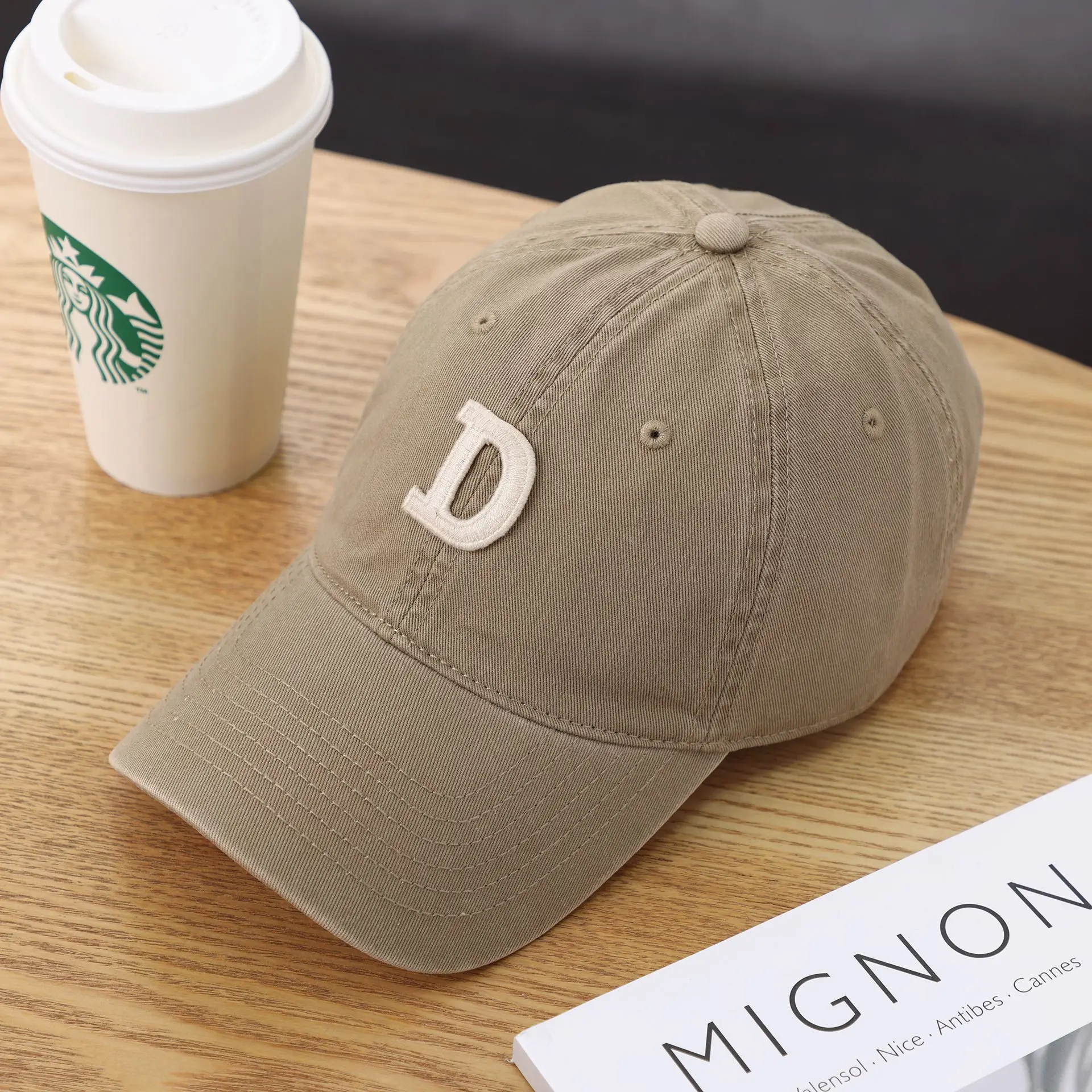Women's D-Letter Korean Style Baseball Cap Maroon - Image 26