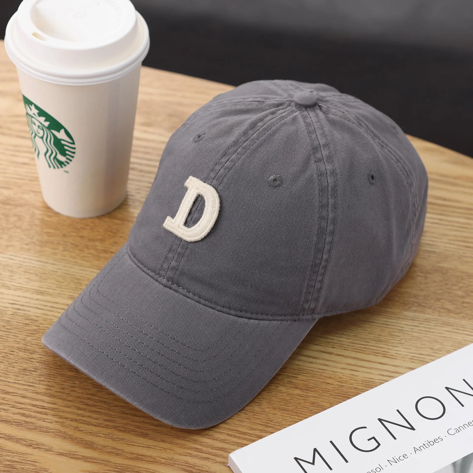 Women's D-Letter Korean Style Baseball Cap Maroon - Image 28