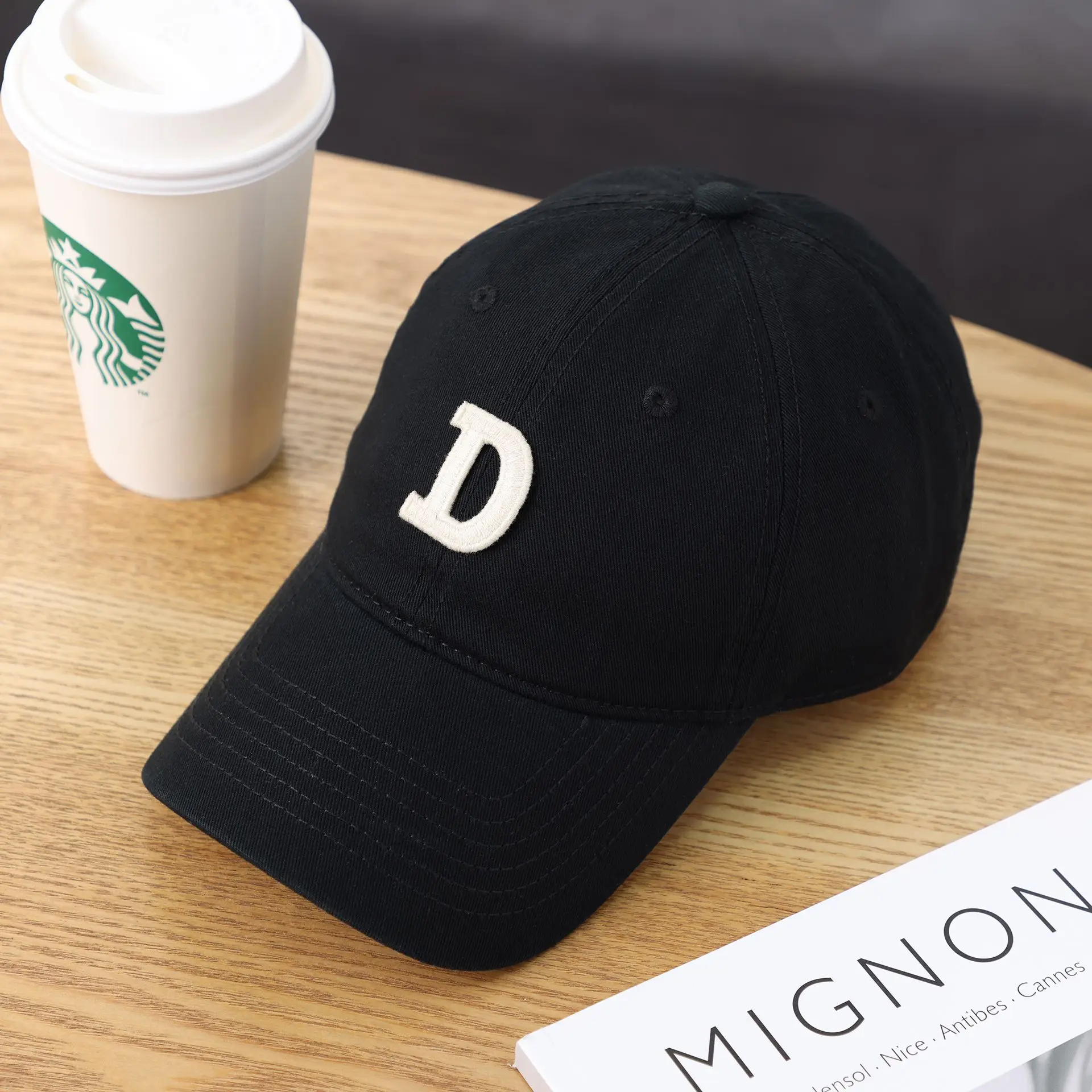 Women's D-Letter Korean Style Baseball Cap Maroon - Image 3