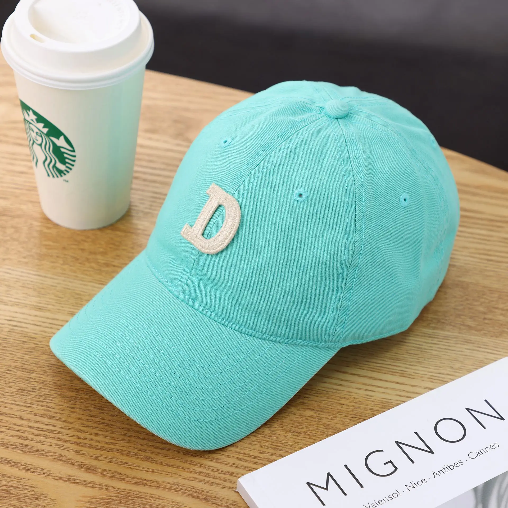 Women's D-Letter Korean Style Baseball Cap Maroon - Image 31