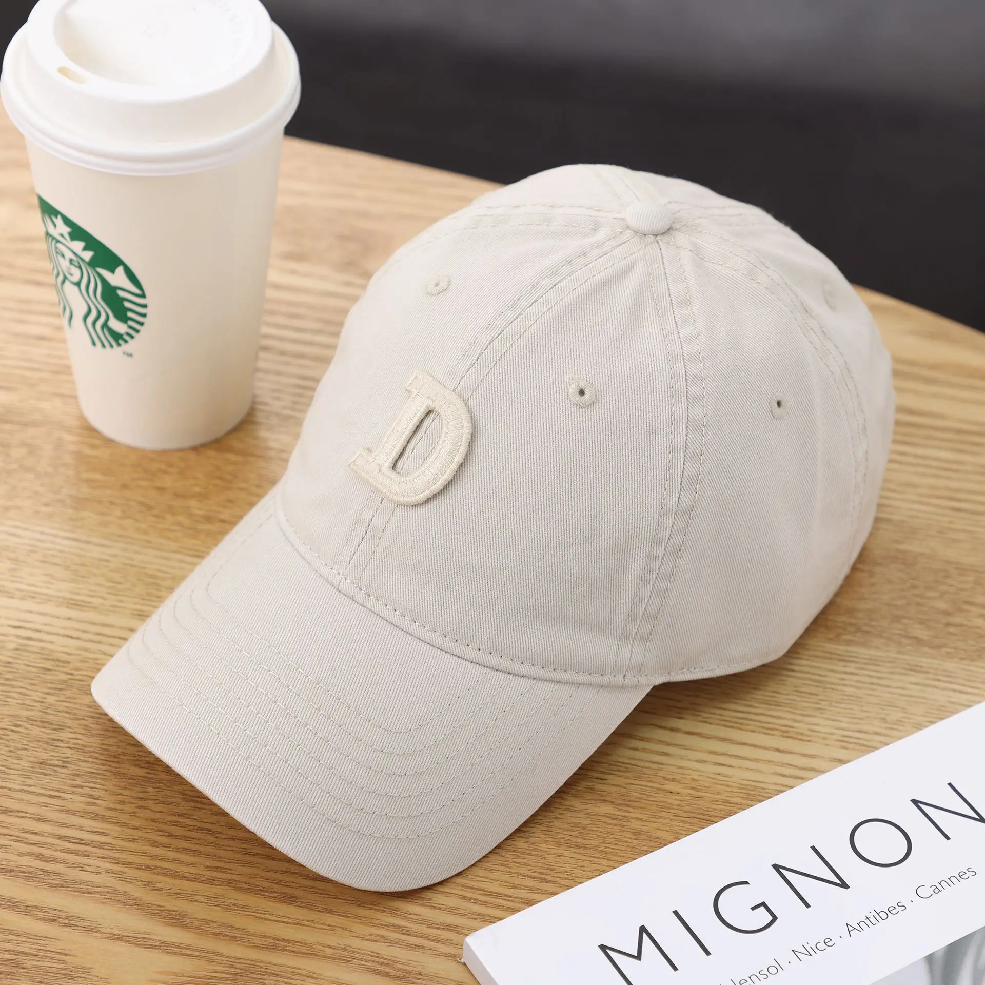 Women's D-Letter Korean Style Baseball Cap Maroon - Image 32