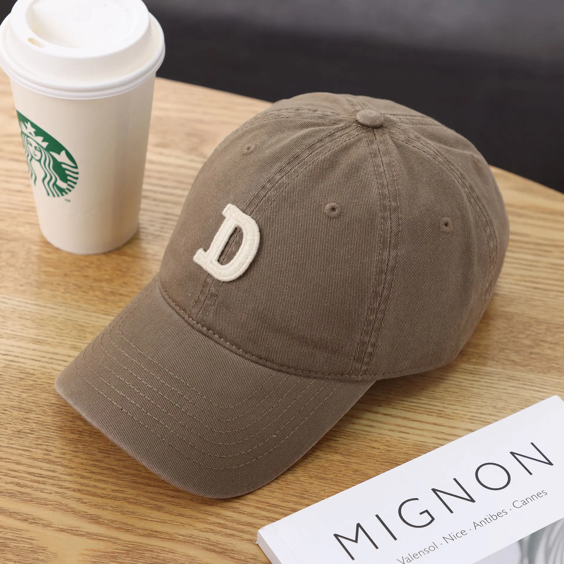 Women's D-Letter Korean Style Baseball Cap Maroon - Image 34
