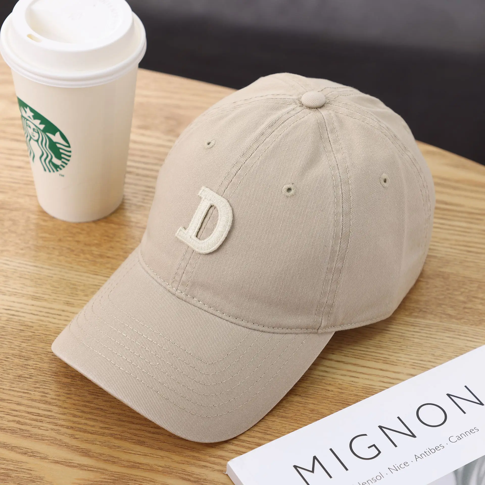 Women's D-Letter Korean Style Baseball Cap Maroon - Image 35