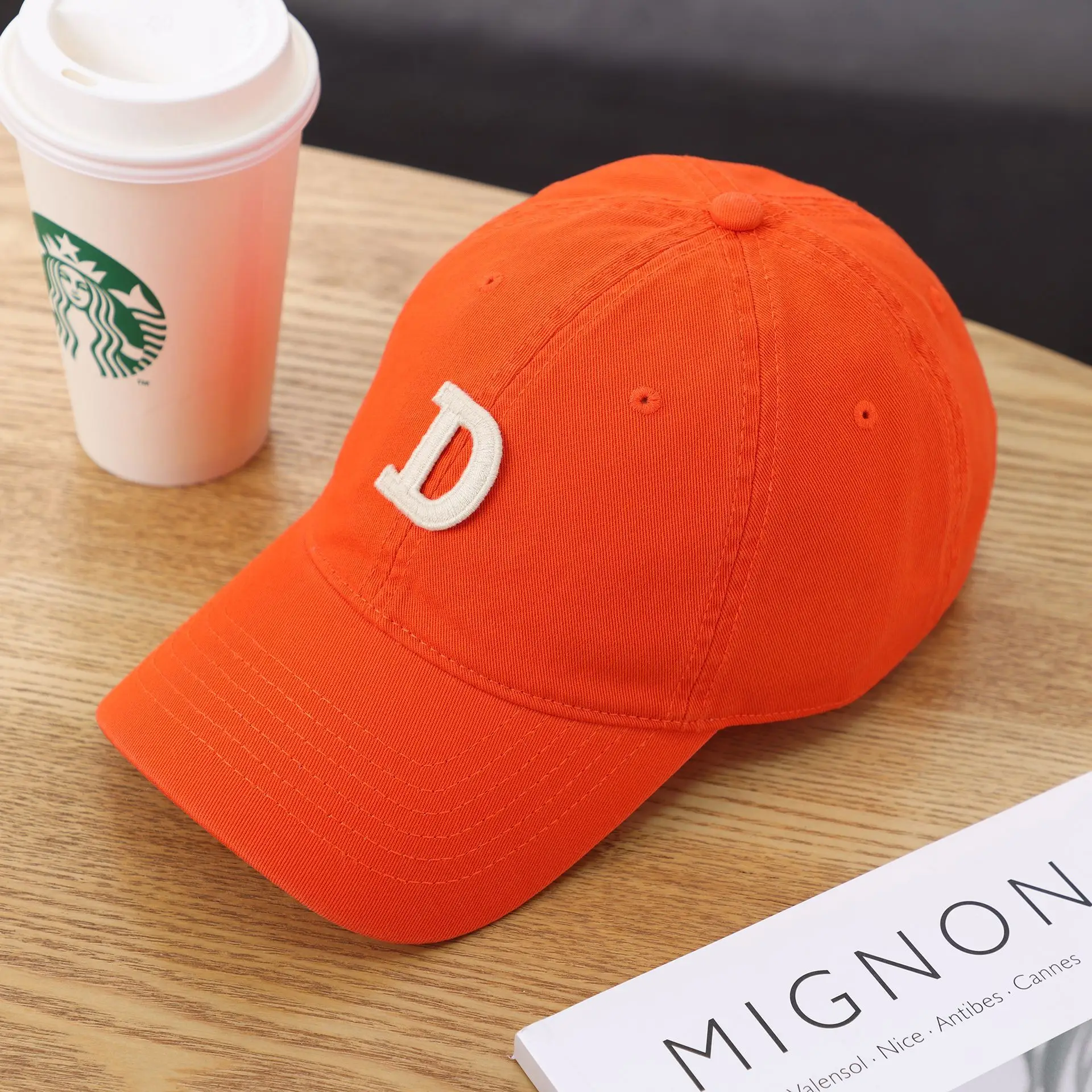 Women's D-Letter Korean Style Baseball Cap Maroon - Image 36