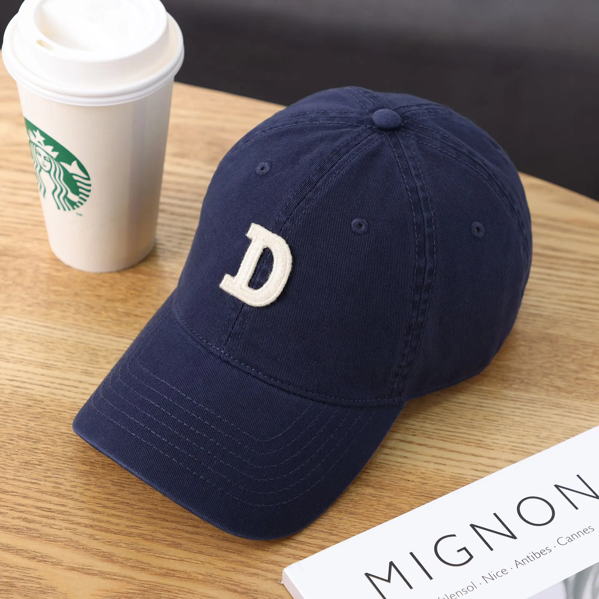 Women's D-Letter Korean Style Baseball Cap Maroon - Image 8