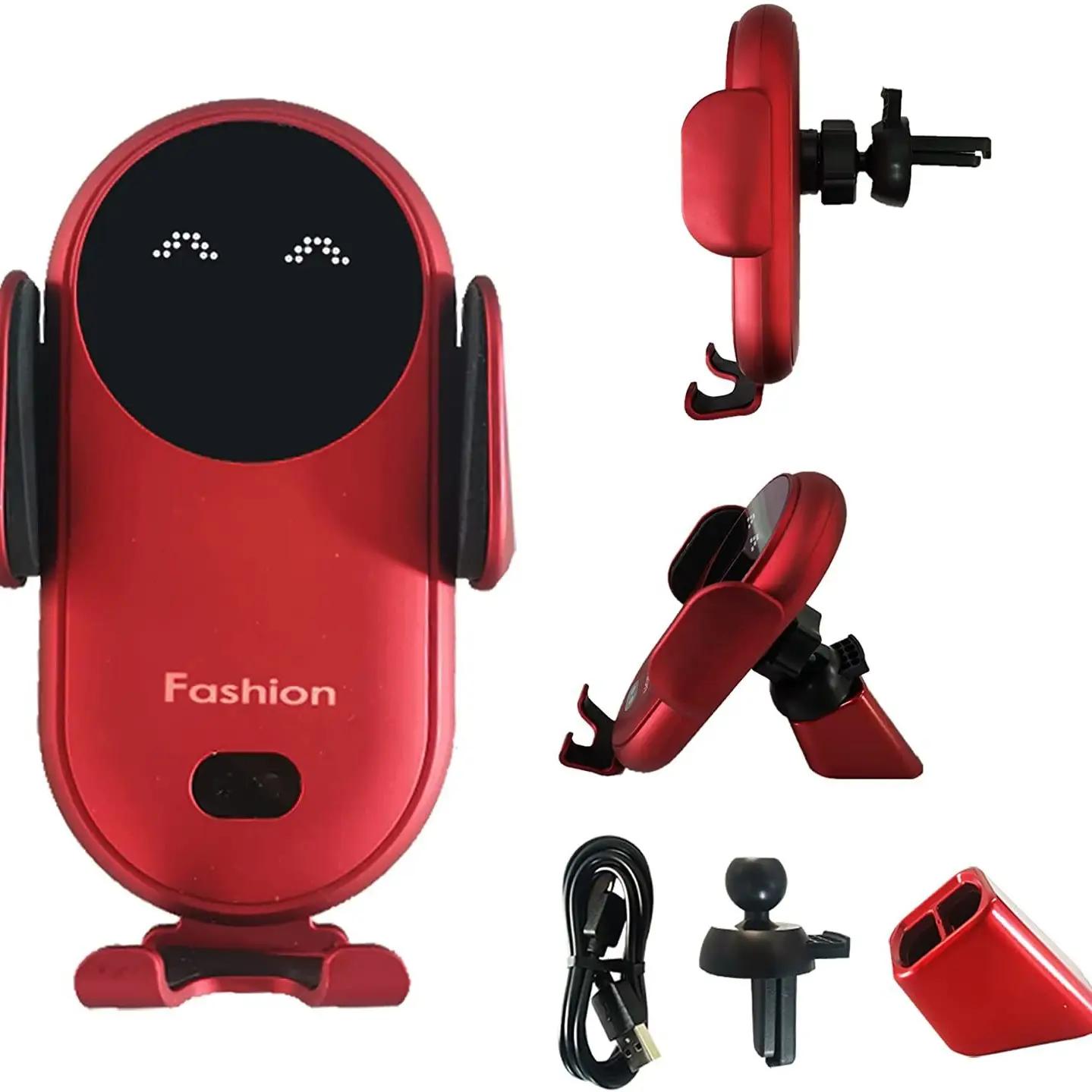 Red Smart Car Wireless Charger with Sound & Digital Display - Image 7