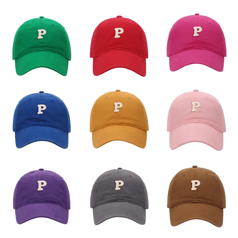 Men's Navy Blue P Embroidered Baseball Cap - Image 39