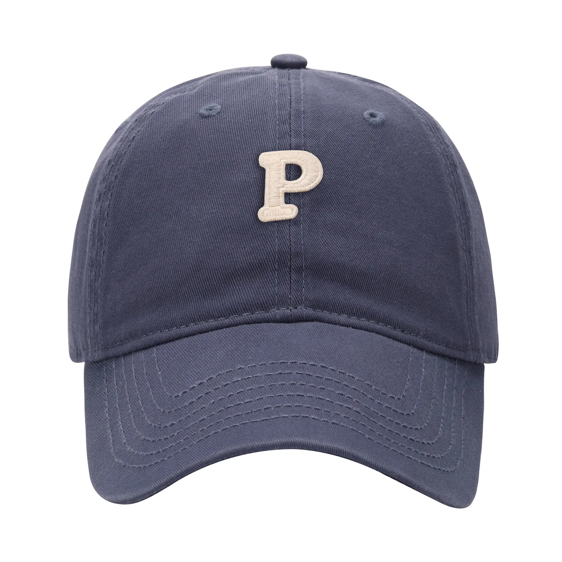 Men's Navy Blue P Embroidered Baseball Cap - Image 31