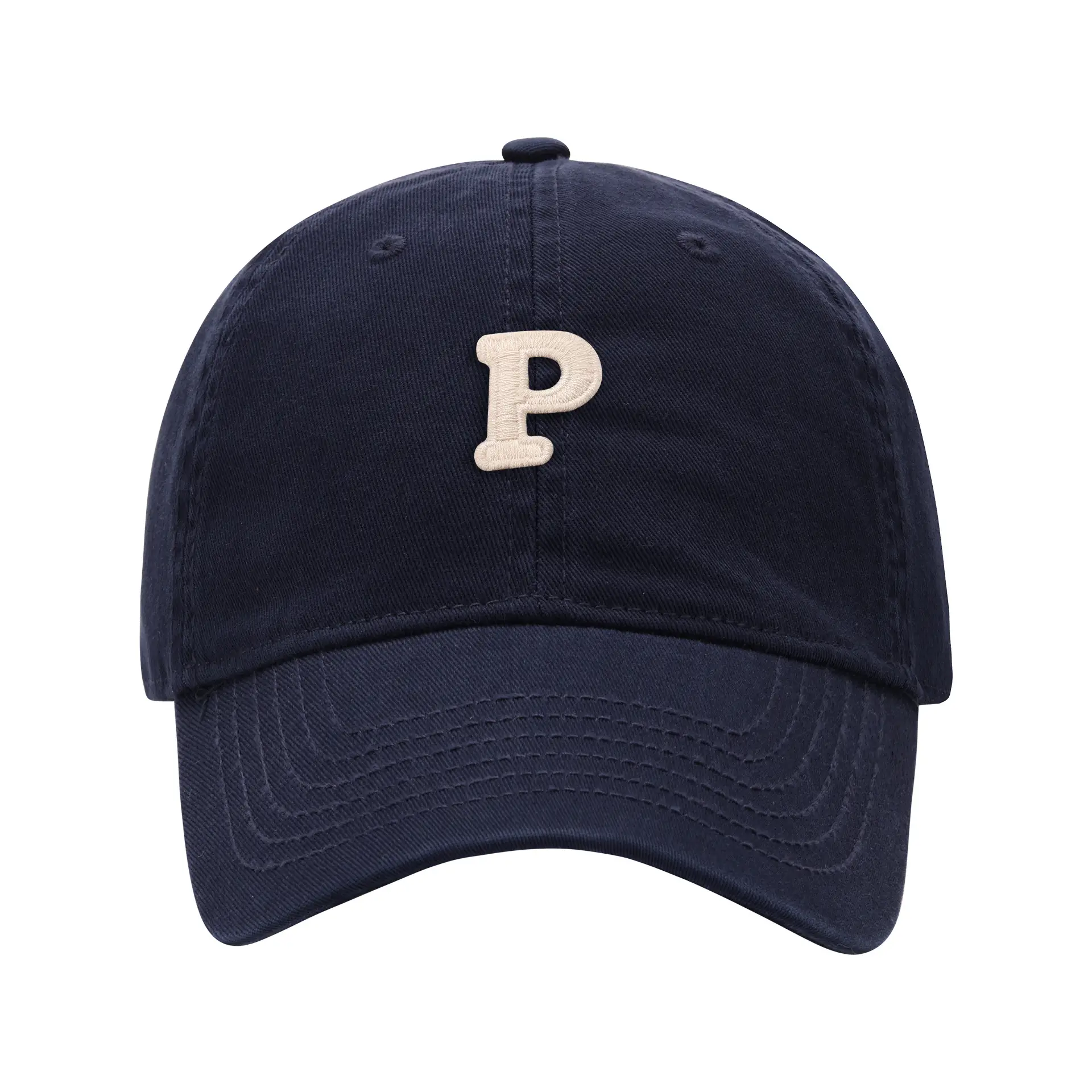 Men's Navy Blue P Embroidered Baseball Cap - Image 8