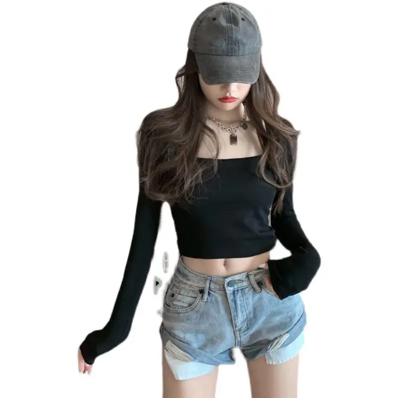 Women Square Neck Short Top 2025 Slim Fit Bottom - Image 5