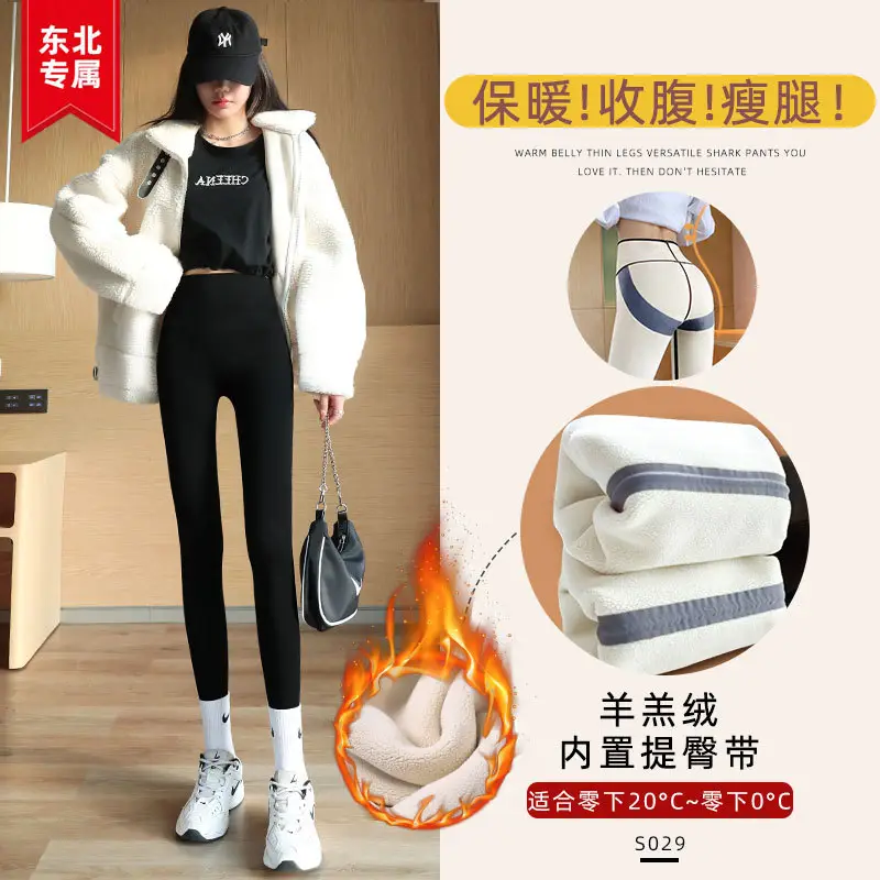 Women Lamb Wool Shark Pants High Waist Fitness Leggings 2026 - Image 3