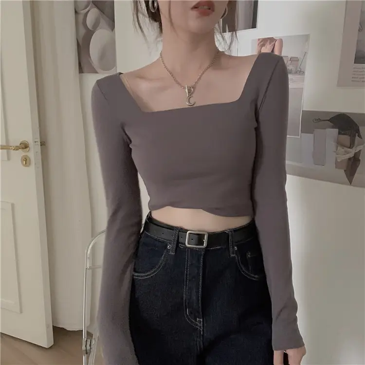 Women's Long Sleeve Square Collar Top with Pink Pants — feature 25