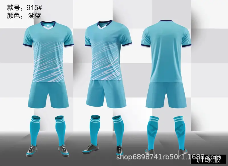 Boys Girls Football Uniform Blue Training Set - Image 2
