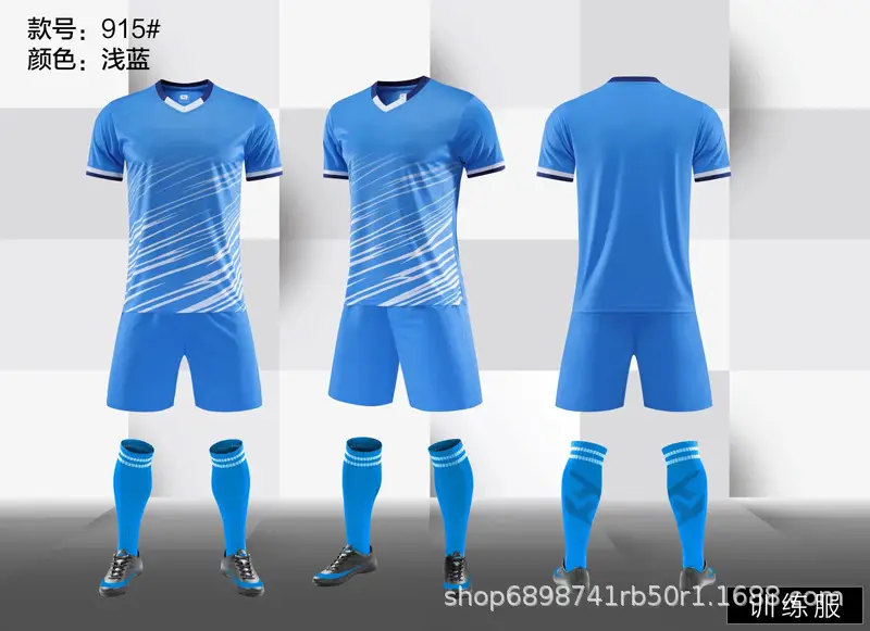 Boys Girls Football Uniform Blue Training Set - Image 3