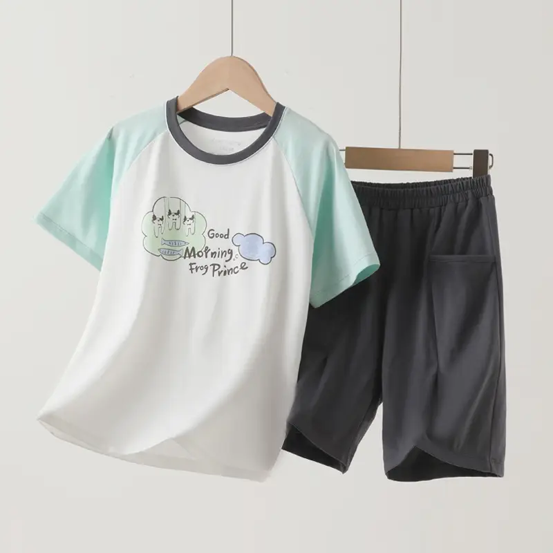 Kids Summer Vest Set Blue Light Modal Cotton - Image 13