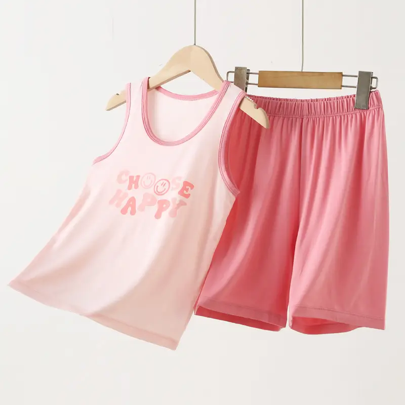 Kids Summer Vest Set Blue Light Modal Cotton - Image 15