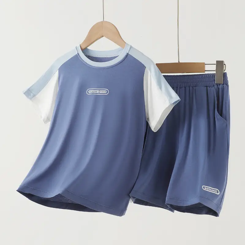 Kids Summer Vest Set Blue Light Modal Cotton - Image 10