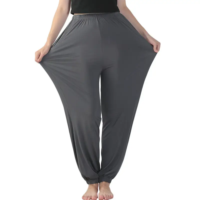 Women Grey Stretch High Waist Yoga Pants Plus Size - Image 5